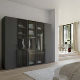 Kacey 251cm 5 Door Wardrobe 3 Glass Doors - Pendle Village Furniture